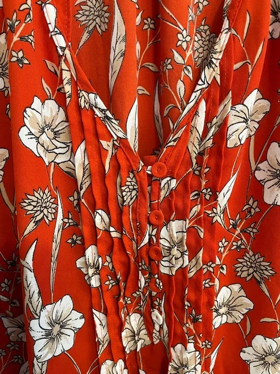 Danielrainn, size 1x, sleeveless, orange with white floral women’s tunic - Picture 2 of 5